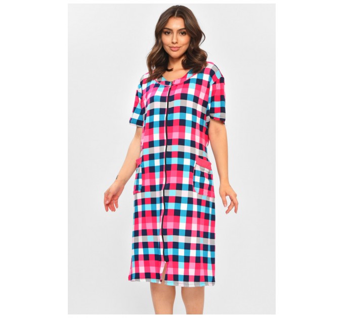 Халат женский батальный розового цвета с принтом 204607L.