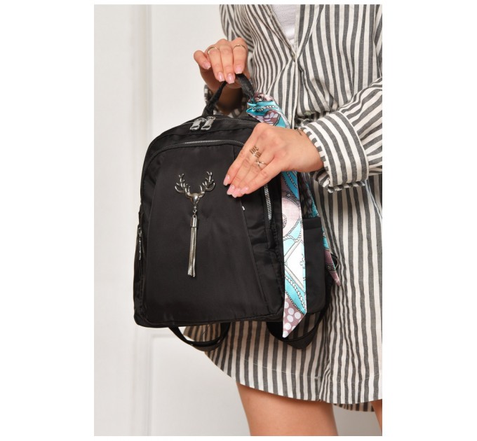 Женский рюкзак однотонный черного цвета 204643L