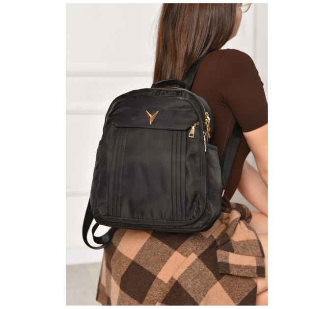 Рюкзак жіночий однотонний чорного кольору 204655L