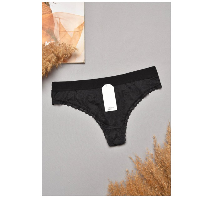 Стрінги жіночі однотонні чорного кольору 204785L