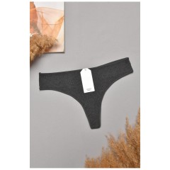 Стрінги жіночі однотонні темно-сірого кольору 204857L Стрінги жіночі однотонні темно-сірого кольору 204857L