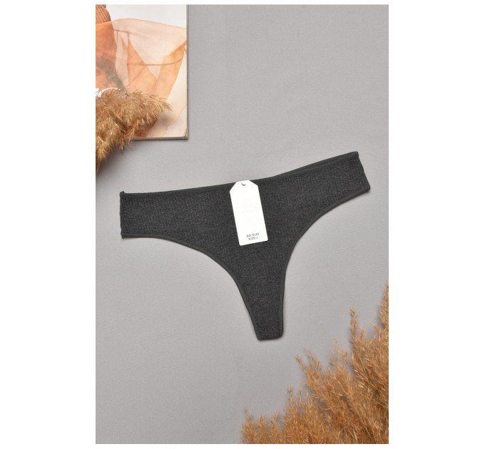 Стрінги жіночі однотонні темно-сірого кольору 204857L