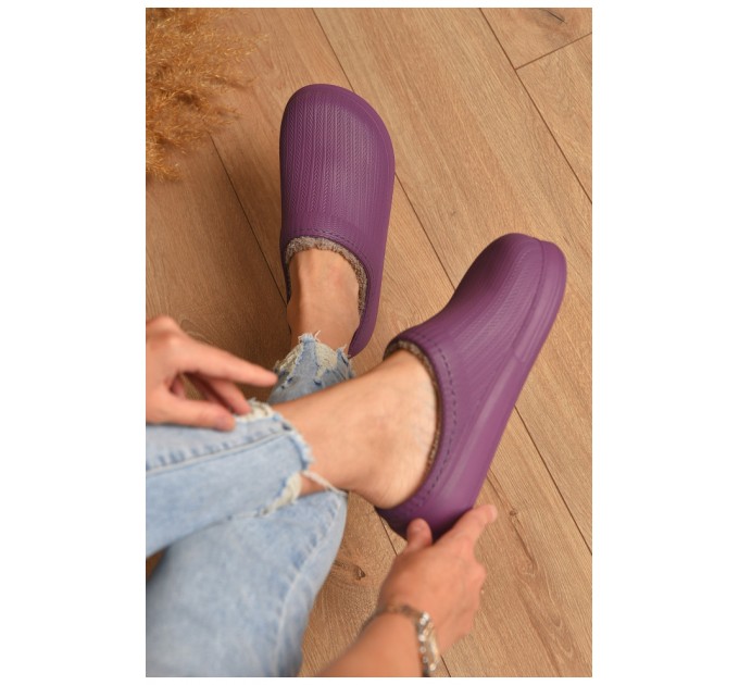 Галоши женские без задника утепленные бордового цвета 204894L