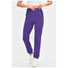 Спортивні штани жіночі фіолетового кольору з поясною сумкою 204908L