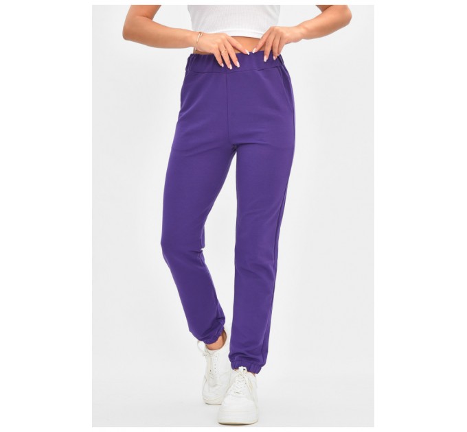 Спортивные брюки женские фиолетового цвета с поясной сумкой 204908L
