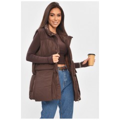 Жилетка женская однотонная коричневого цвета 205032L