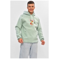 Худі чоловіче на флісі м'ятного кольору з принтом 205037L Худі чоловіче на флісі м'ятного кольору з принтом 205037L
