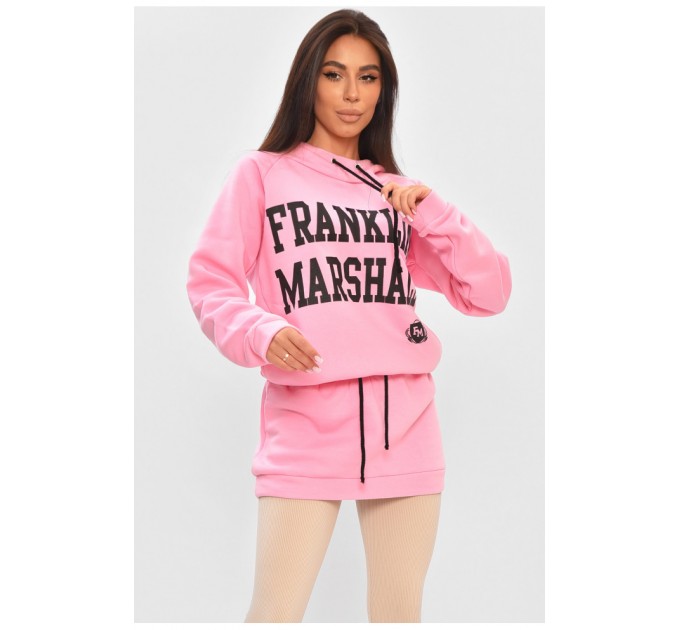 Жіноча туніка на флісі рожевого кольору з написом 205054L