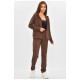 Спортивний костюм жіночий однотонний темно-коричневого кольору 205713L