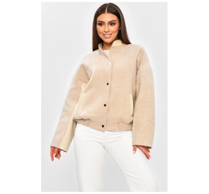 Бомбер жіночий демісезонний бежевого кольору 205763L