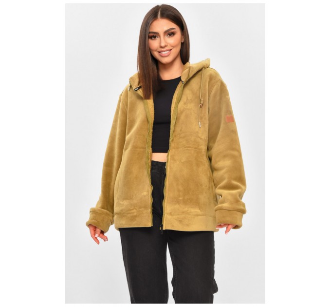 Кофта женская полар флис утепленная на молнии бежевого цвета 205785L