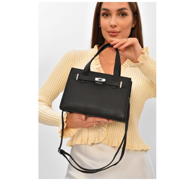 Сумка жіноча з екошкіри чорного кольору 205801L