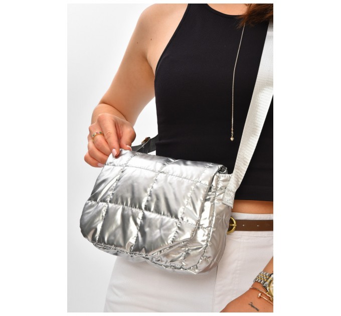 Сумка женская стеганая серебристого цвета 205815L