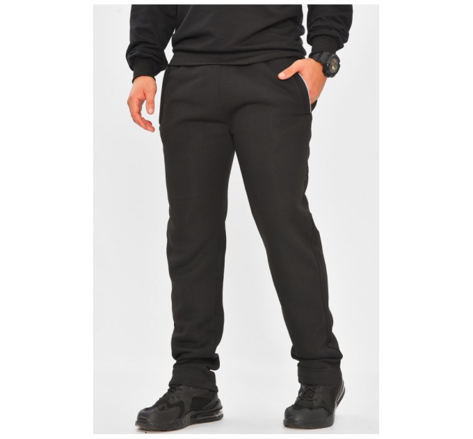 Спортивні штани чоловічі на флісі чорного кольору 205881L