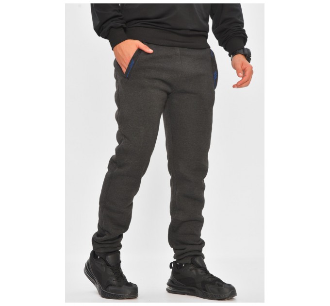 Спортивні штани чоловічі на флісі темно-сірого кольору 205884L
