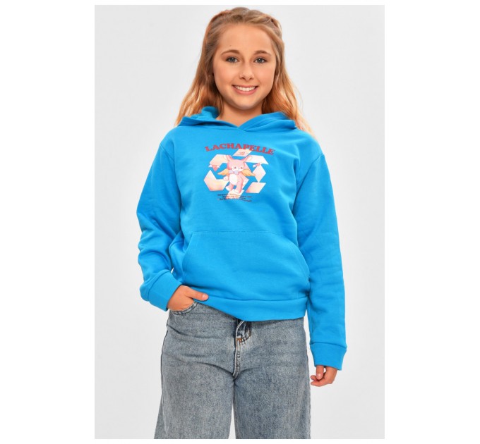 Світшот дитячий для дівчинки на флісі блакитного кольору 206024L