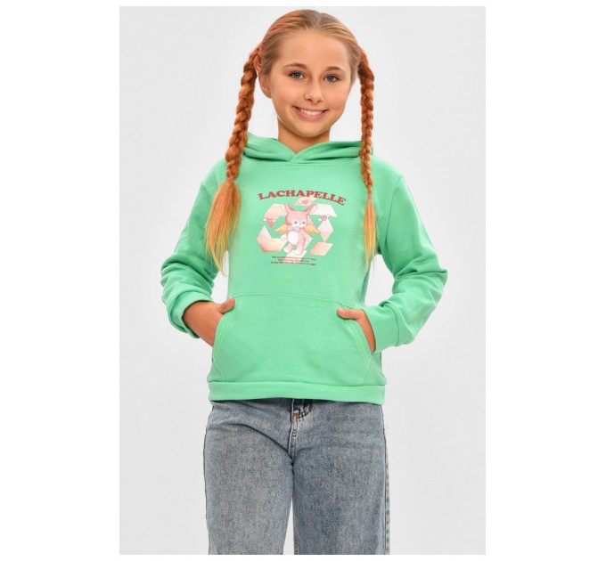 Світшот дитячий для дівчинки на флісі зеленого кольору 206025L