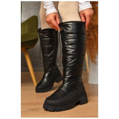 Чоботи жіночі зимові на блискавці чорного кольору 206174L