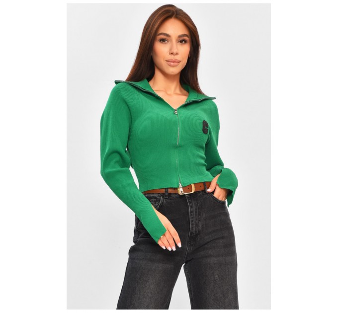 Женская кофта на молнии зеленого цвета 206264L