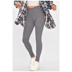 Лосини жіночі однотонні сірого кольору на мікрофлісі 206265L