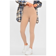 Лосини жіночі однотонні бежевого кольору на мікрофлісі 206267L