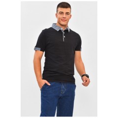 Футболка чоловіча поло чорного кольору з принтом 206350L