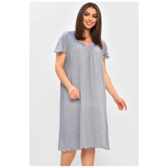 Нічна сорочка жіноча напівбатальна блакитного кольору з принтом 206457L Нічна сорочка жіноча напівбатальна блакитного кольору з принтом 206457L