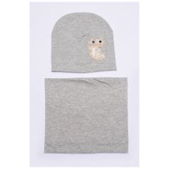 Шапка+хомут дівчинка сіра на 4-5 років 149977L