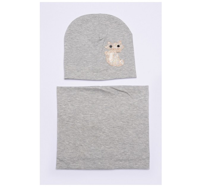 Шапка+хомут девочка серая на 4-5 лет 149977L