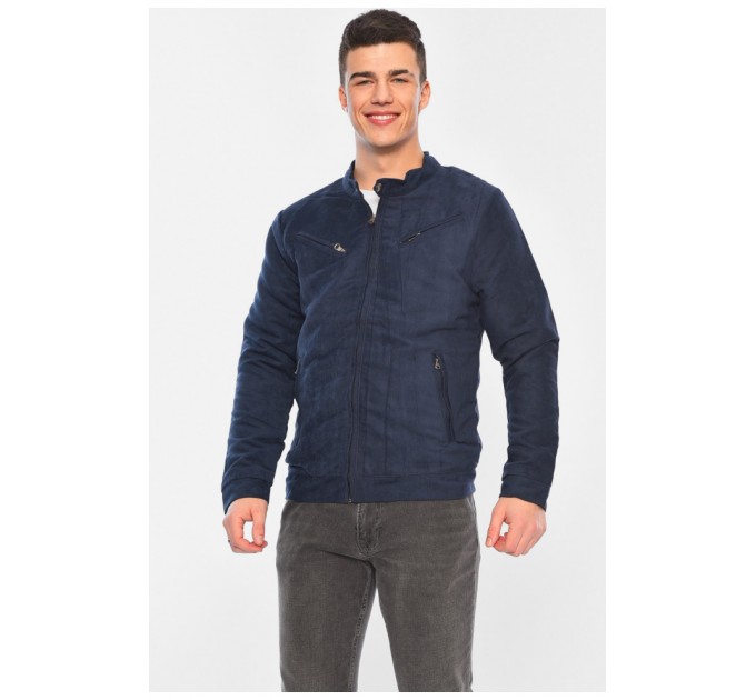 Бомбер чоловічий темно-синій замшевий 150675L