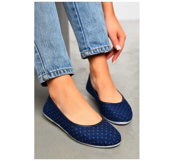 Балетки жіночі темно-синього кольору текстиль 156478L