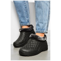 Калоші жіночі на хутрі чорного кольору 162216L