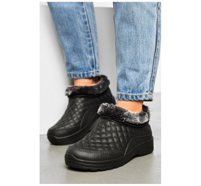 Калоші жіночі на хутрі чорного кольору 162216L