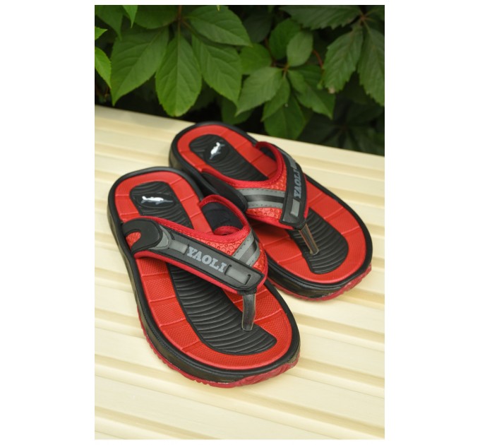 В`єтнамки підліткові для хлопчика чорного кольору з червоними вставками 162552L