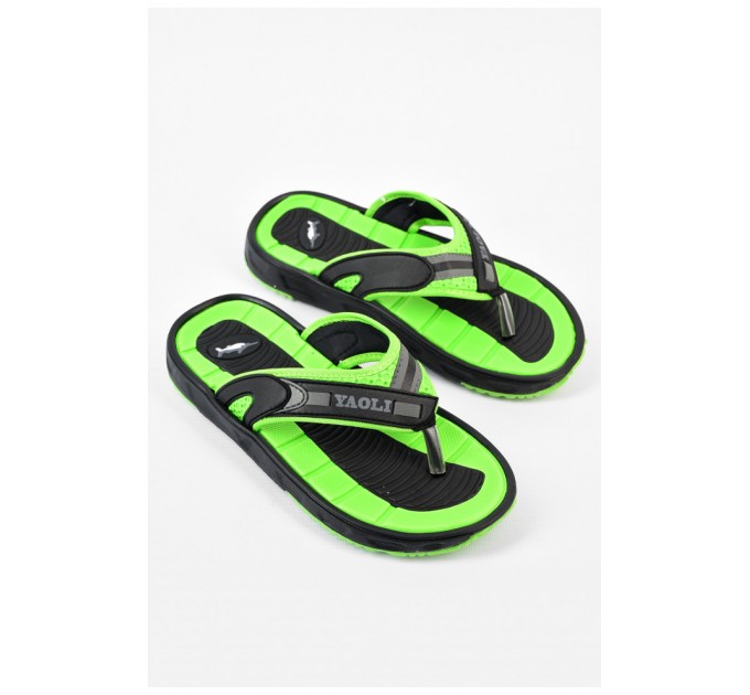 В`єтнамки підліткові для хлопчика чорного кольору з салатовими вставками 162553L