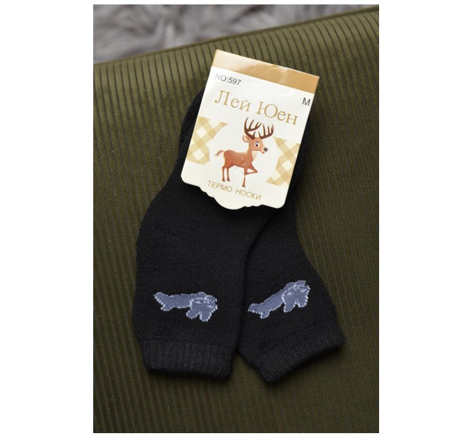 Шкарпетки дитячі махрові чорного кольору 167851L