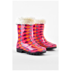 Чоботи резинові для дівчинки рожевого кольору зі зйомним утеплювачем 168597L