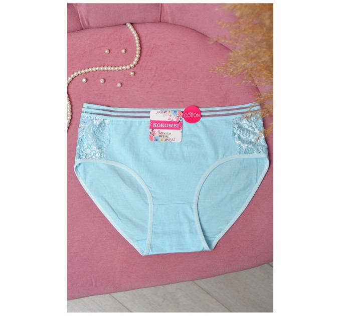 Трусы женские полубатальные голубого цвета 168836L