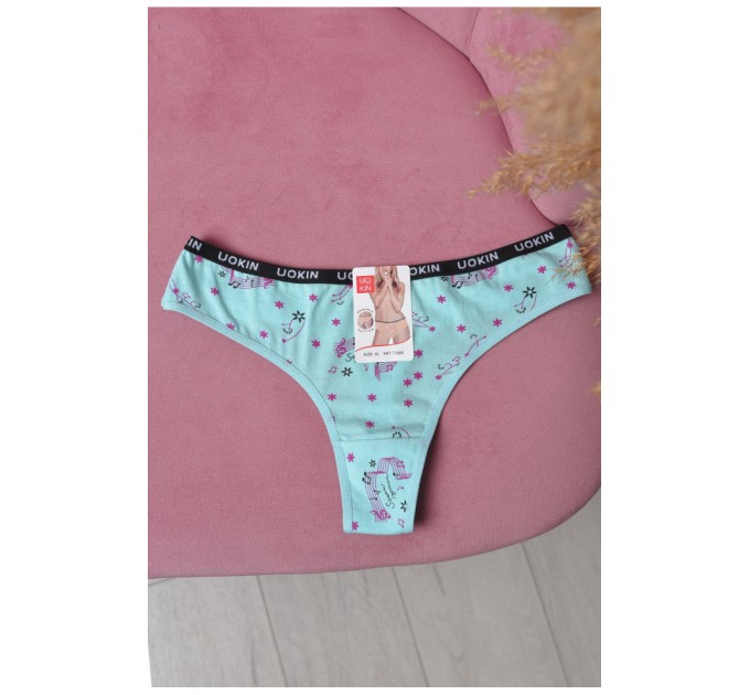Стринги женские с принтом мятного цвета 169772L