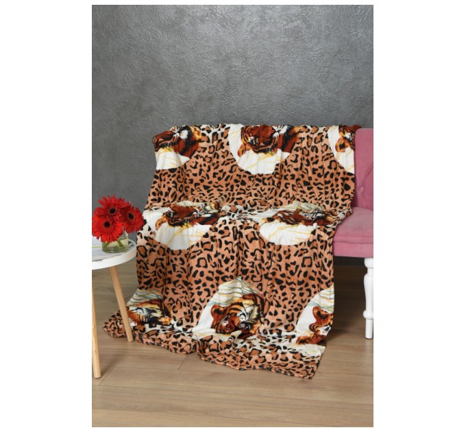 Плед коричневого кольору з принтом розмір 150*200 170622L