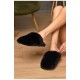 Капці домашні жіночі хутряні чорного кольору 172057L