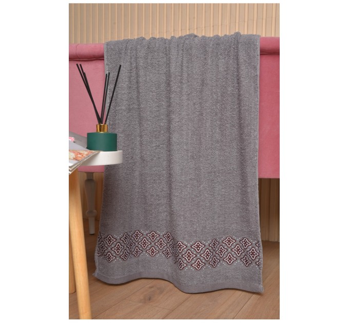 Рушник банний махровий сірого кольору 173607L