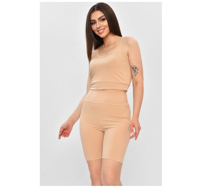 Спортивний костюм жіночий літній бежевого кольору 174008L