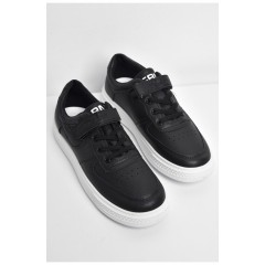 Кроссовки детские черного цвета на липучке и шнуровке 174502L