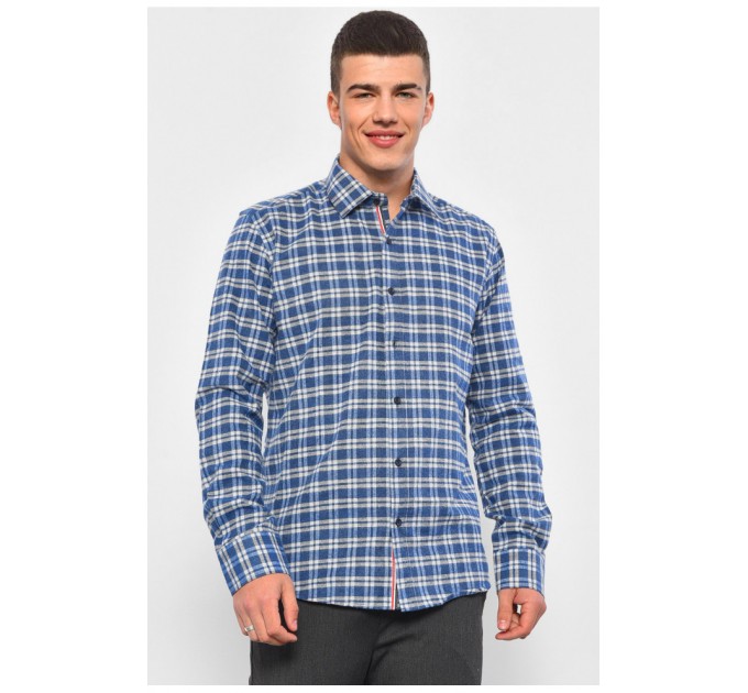 Сорочка чоловіча синього кольору в клітинку 174784L