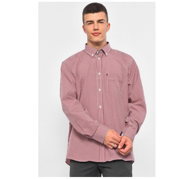 Рубашка мужская красного цвета в клетку 174867L