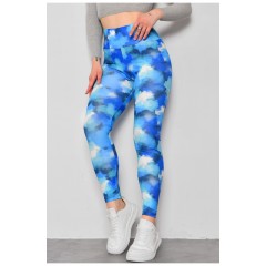 Лосины женские синего цвета с принтом 176831L
