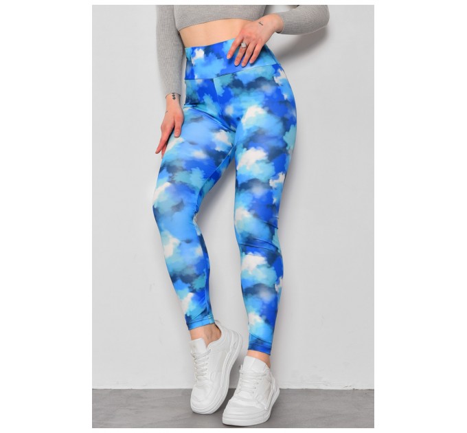 Лосины женские синего цвета с принтом 176831L