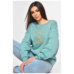 Свитшот женский полубатальный мятного цвета 177423L