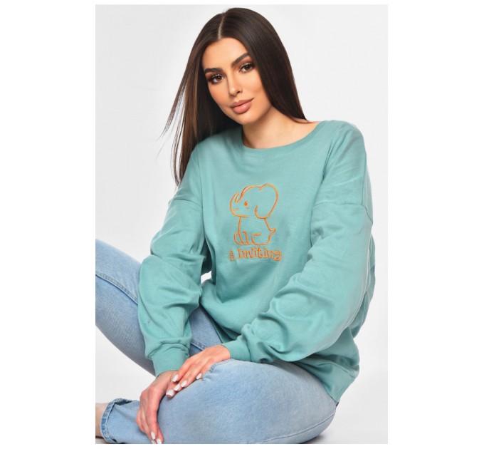 Свитшот женский полубатальный мятного цвета 177423L